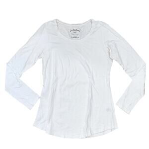 Peruvian Connection White Long Sleeve 100% Cotton T-Shirt Size S